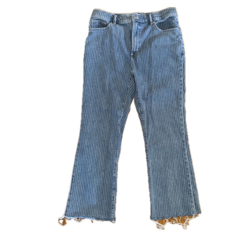 LOFT Blue Striped Flare Jeans